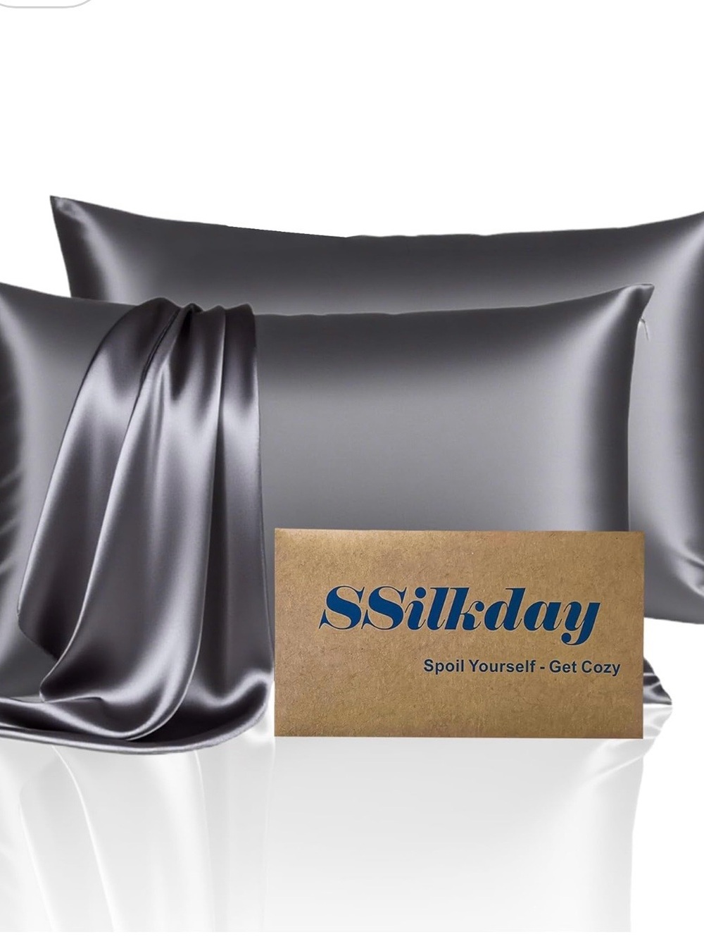 2 - SSilkday mulberry silk pillow cases / dark grey / king size